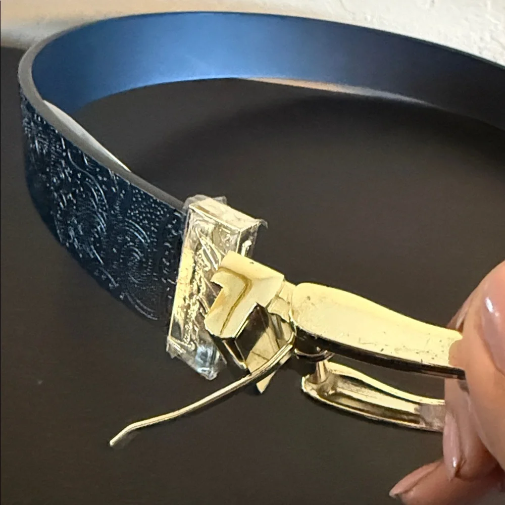 Robert Graham Men’s Potter Rev. Black Leather Belt Reversible Embossed/Solid 36